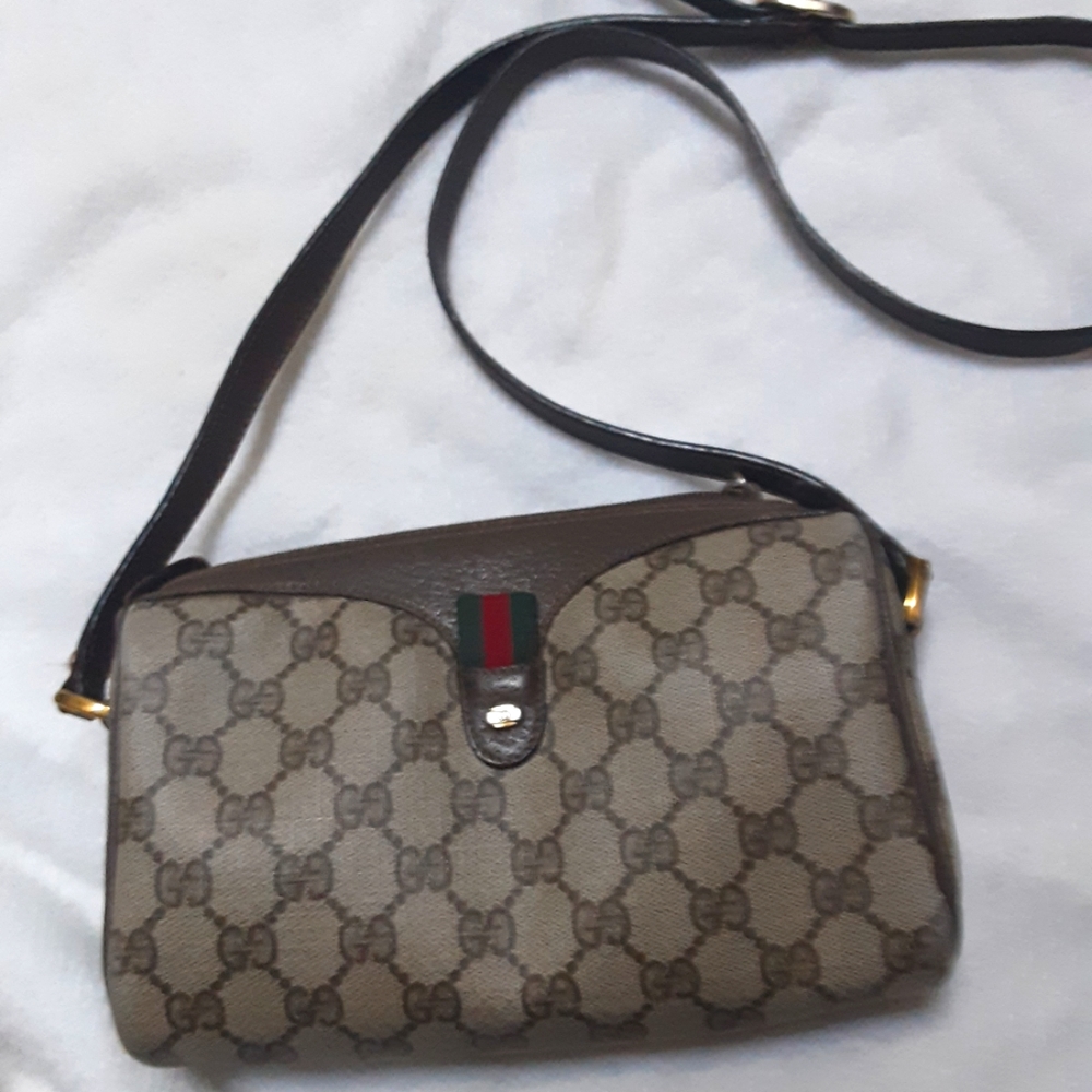 Genuine authentic Gucci Ophidia zippered top  Shoulder Bag  GG Coated Canvas 8x5